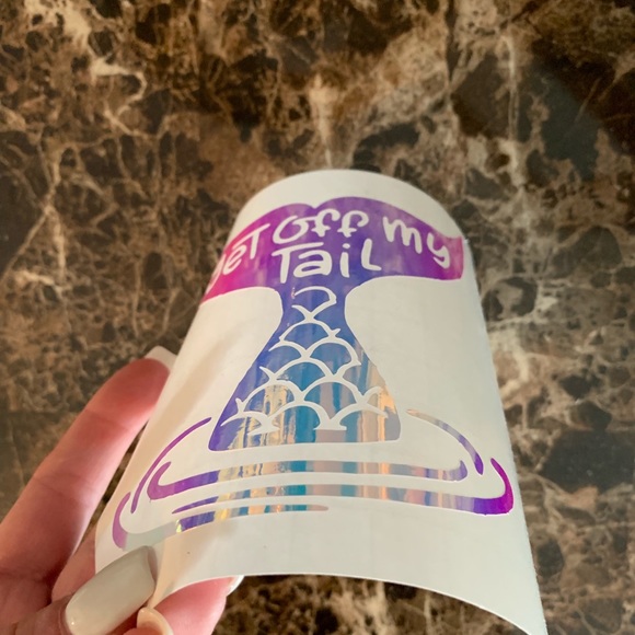 Hologram Get Off My Tail Mermaid Car Sticker Decal - Picture 6 of 6